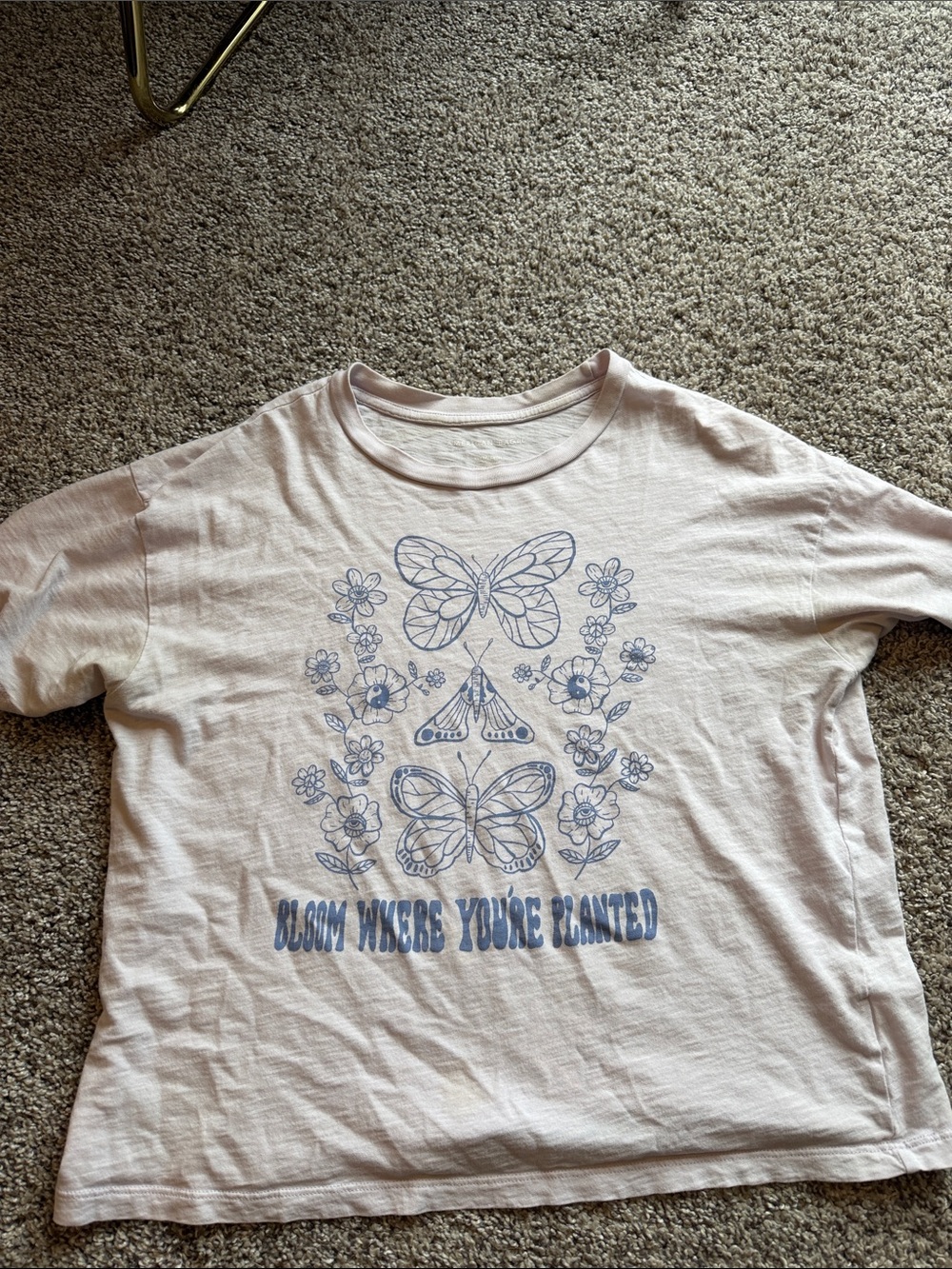 American Eagle Outfitters Pale Pink Butterfly & Floral Graphic Tee